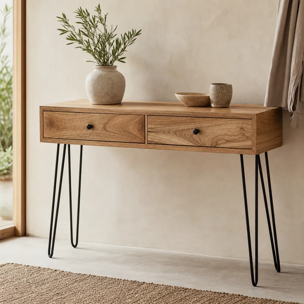 Console en Bois Naturel — Série 12